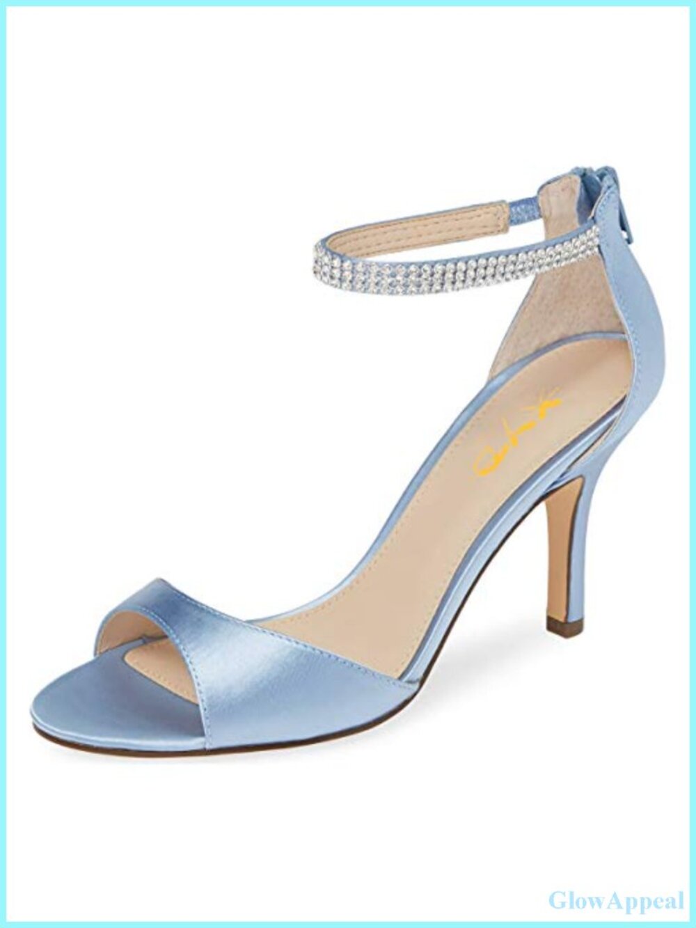 Rhinestone Ankle Strap Peep Toe Mid Heel Sandals Faux Leather Formal Dress Shoes